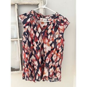 NIC+ZOE Women's L Soft Floral Lightweight Ikat Live‎ in Tank Blouse